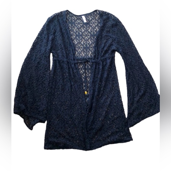 Pilyq Black Lace Swim Cover-Up with Gold Accents - Picture 3 of 6
